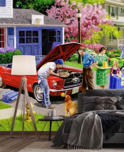 retro auto voor huisbehang