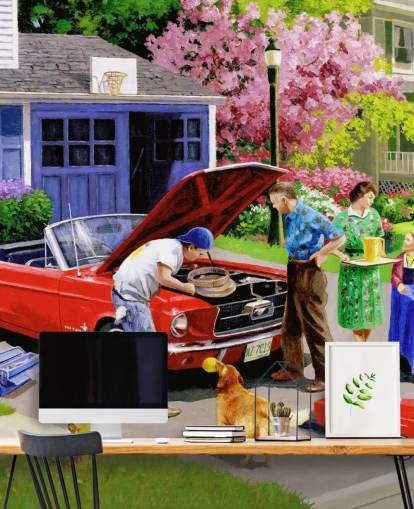 retro auto voor huisbehang