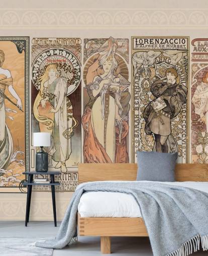 poster ispirati a mucha di carta da parati vintage