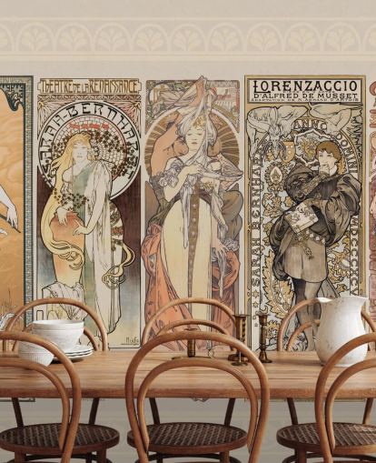 mucha inspirerede plakater af vintage mennesker tapet mucha inspirerede plakater af vintage mennesker tapet