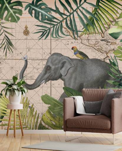 mapa de elefantes y pájaros y papel tapiz de selva mapa de elefantes y pájaros y papel tapiz de selva