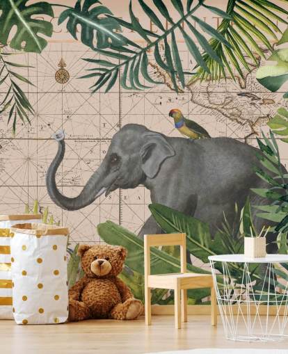 elephant and bird map and jungle wallpaper elephant and bird map and jungle wallpaper
