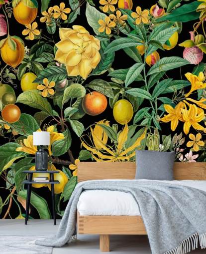 gelbe und orange Frucht auf schwarzem Hintergrund Hintergrund