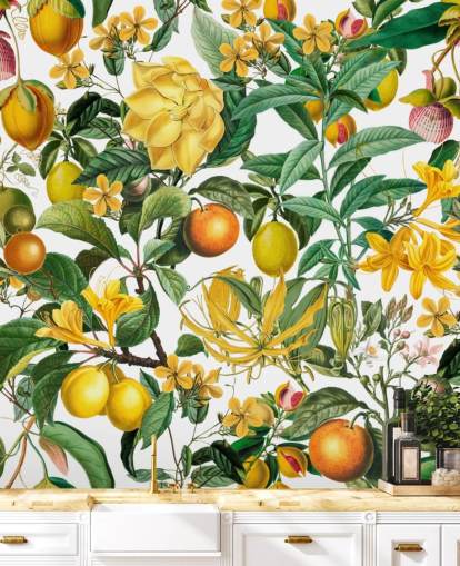papier peint de cuisine citron et orange par Andrea Haase pour les cuisines, les vestiaires et les cafés
