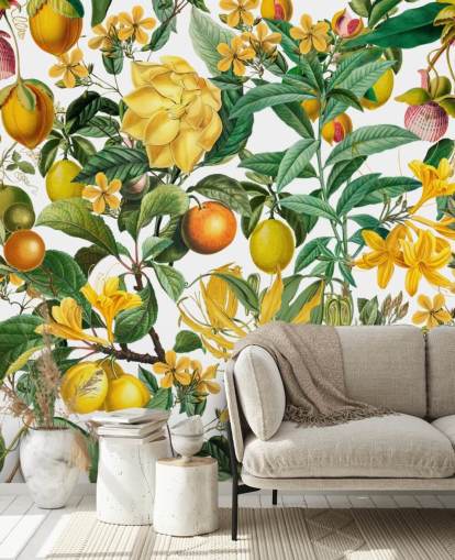 papier peint de cuisine citron et orange par Andrea Haase pour les cuisines, les vestiaires et les cafés