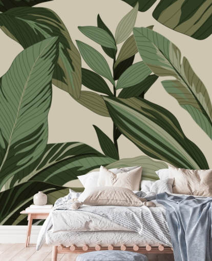 papel de parede de folhas tropicais verdes estilo pop art