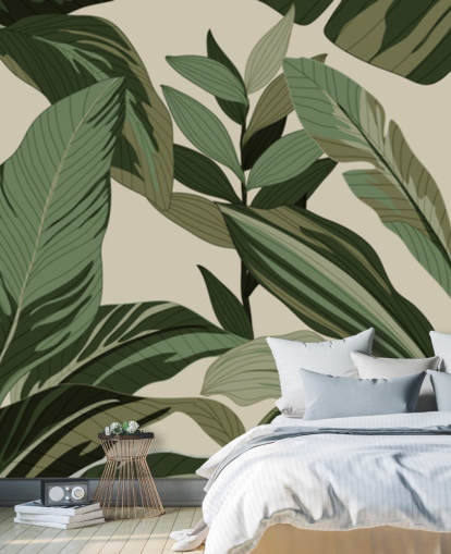 papier peint de feuilles tropicales vertes de style pop art papier peint de feuilles tropicales vertes de style pop art