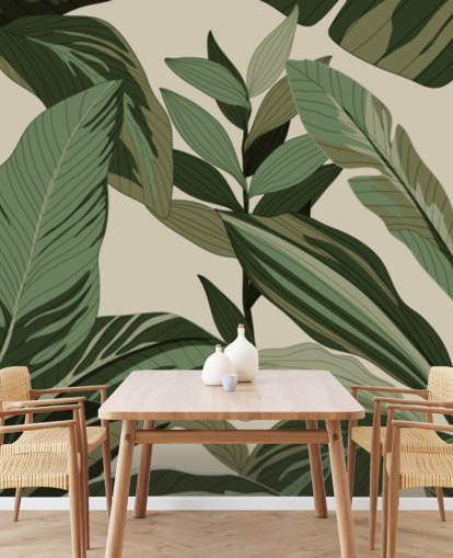 pop art style green tropical leaves wallpaper pop art style green tropical leaves wallpaper