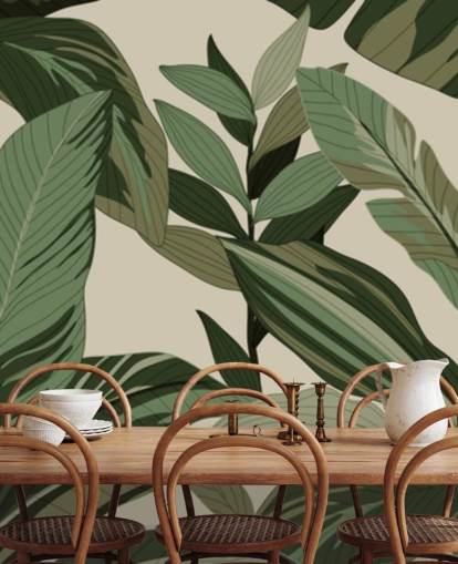 papier peint de feuilles tropicales vertes de style pop art