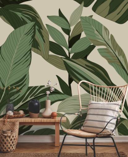 papel de parede de folhas tropicais verdes estilo pop art papel de parede de folhas tropicais verdes estilo pop art