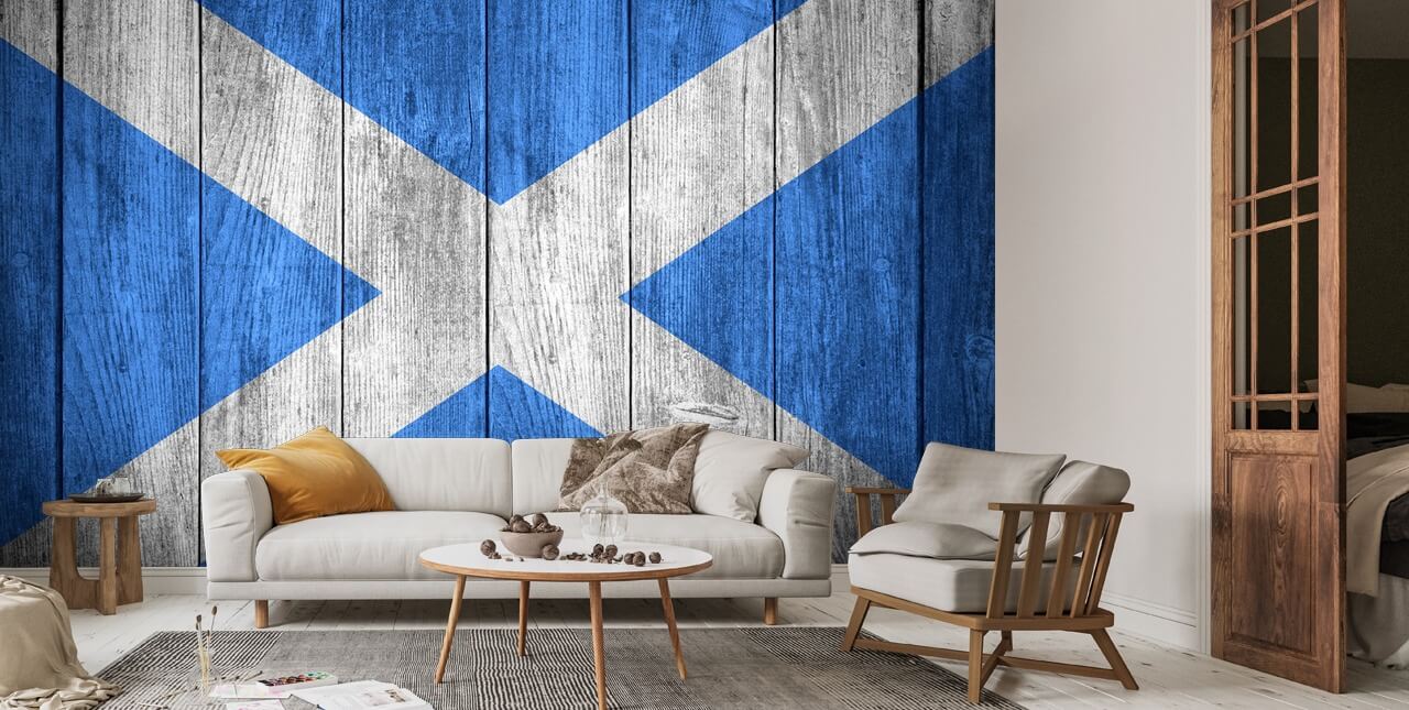 Scottish Flag on Wood Wall Mural | Wallsauce US, image size:1280x645
