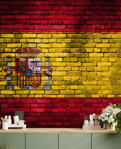 papel pintado bandera española efecto ladrillo