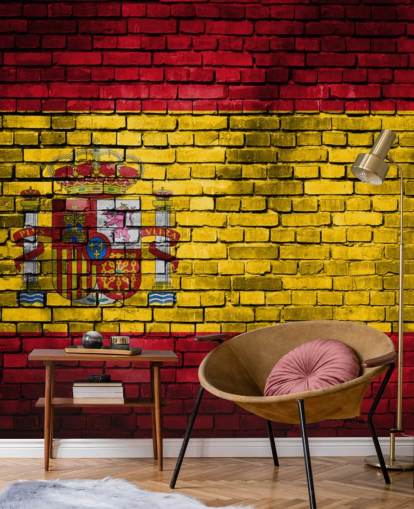papel pintado bandera española efecto ladrillo