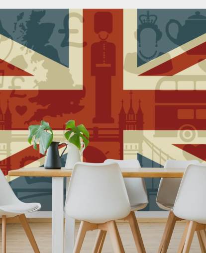 union jack flagga med brittiska siffror tapeter