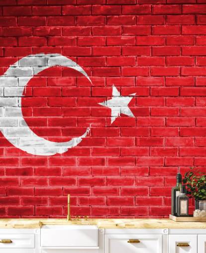 baksteen turkse vlag behang
