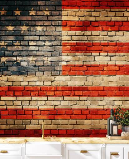 papel pintado de bandera efecto ladrillo