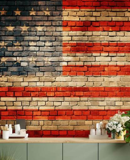 usa tiili vaikutus lippu tapetti