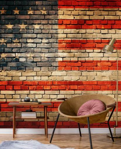 usa baksteen effect vlag behang