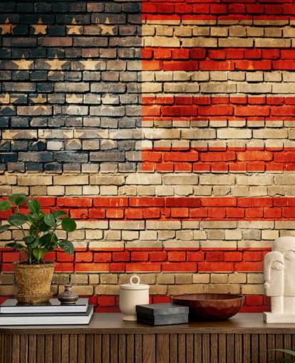 papier peint drapeau effet brique usa papier peint drapeau effet brique usa