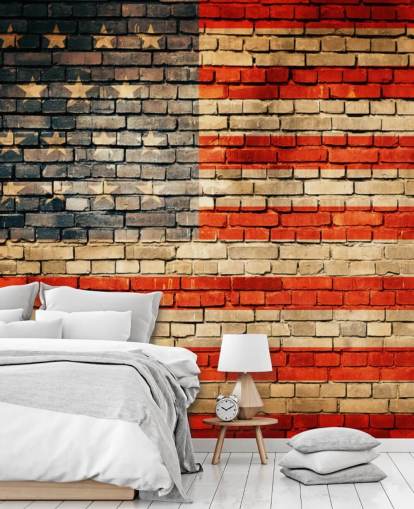 papier peint drapeau effet brique usa