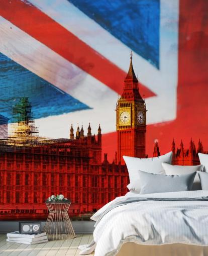 union jack achtergrond huizen van het parlement behang