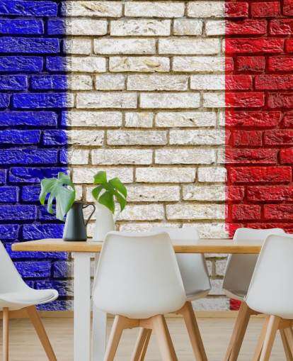 papel de parede de bandeira francesa efeito tijolo