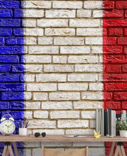 bakstenen effect franse vlag behang