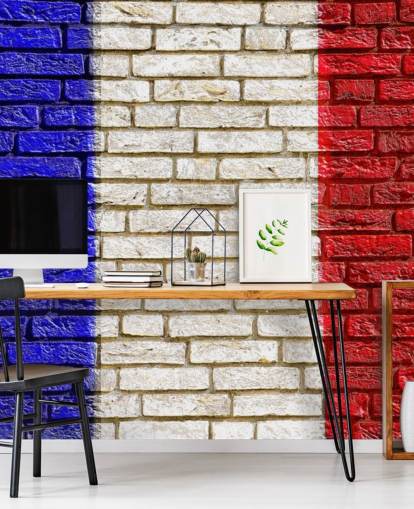 papel pintado de bandera francesa efecto ladrillo