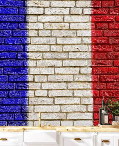 carta da parati con bandiera francese effetto mattone