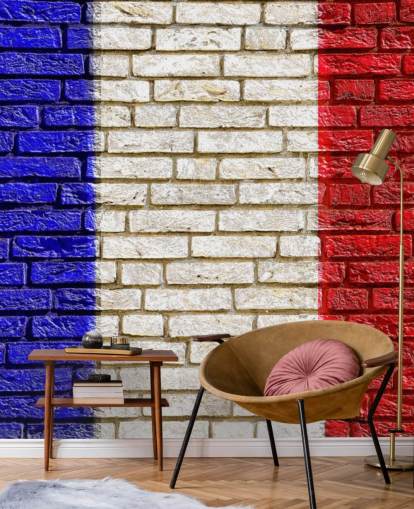 papel pintado de bandera francesa efecto ladrillo