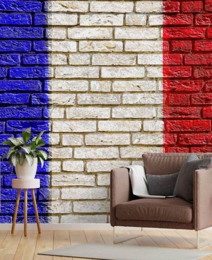 papier peint drapeau français effet brique