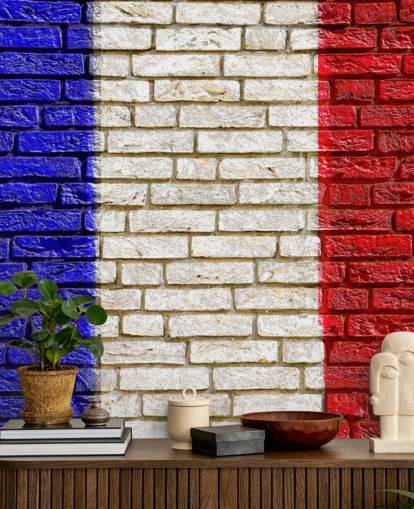bakstenen effect franse vlag behang