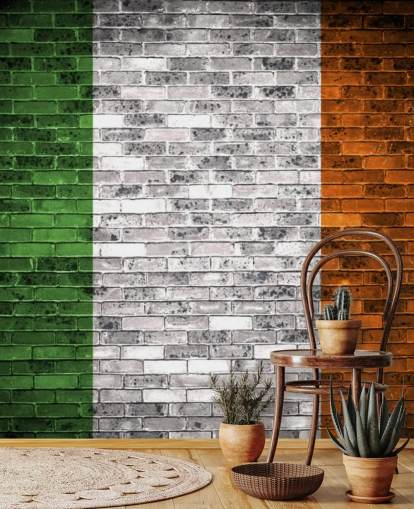 bandiera irlandese su carta da parati in mattoni