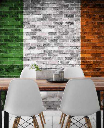 bandiera irlandese su carta da parati in mattoni bandiera irlandese su carta da parati in mattoni