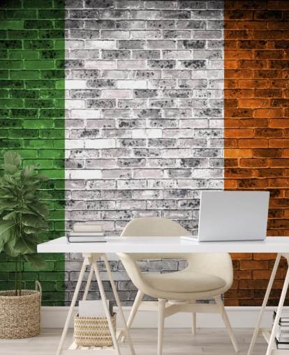 bandiera irlandese su carta da parati in mattoni