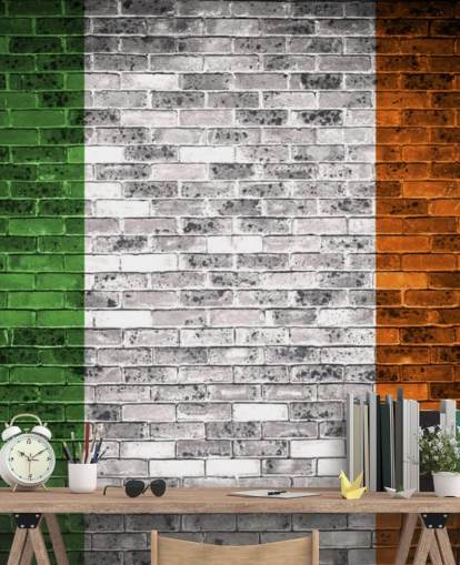 bandiera irlandese su carta da parati in mattoni