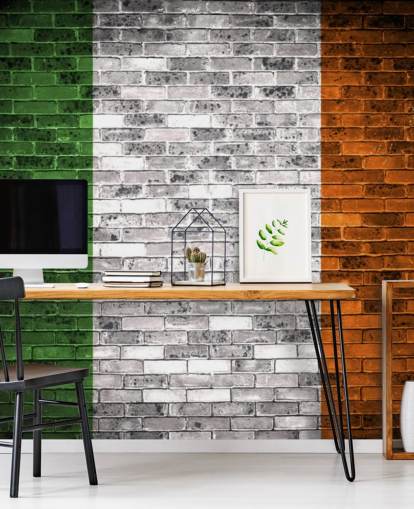 irish flag on brick wallpaper