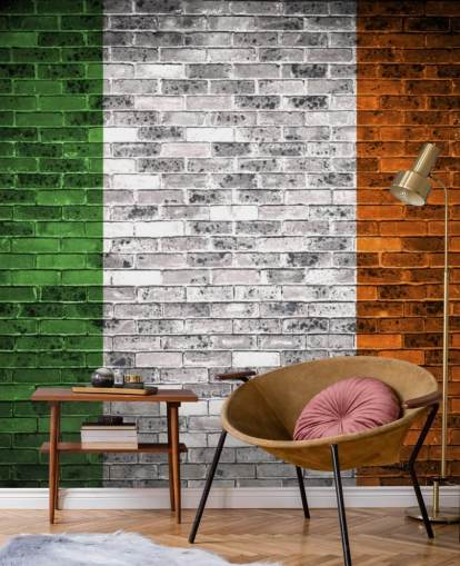 irish flag on brick wallpaper