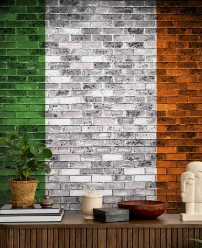 irish flag on brick wallpaper
