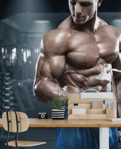 culturista masculino haciendo pesas en el fondo de pantalla de gimnasio culturista masculino haciendo pesas en el fondo de pantalla de gimnasio