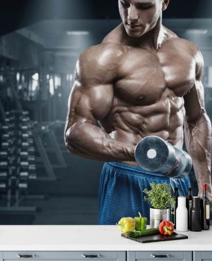 male body builder doing weights in gym wallpaper