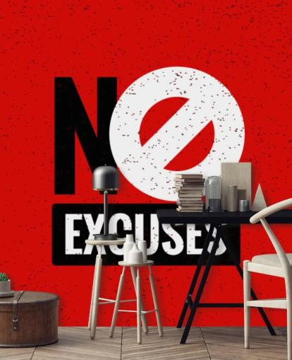 rood, zwart en wit geen excuses gym behang