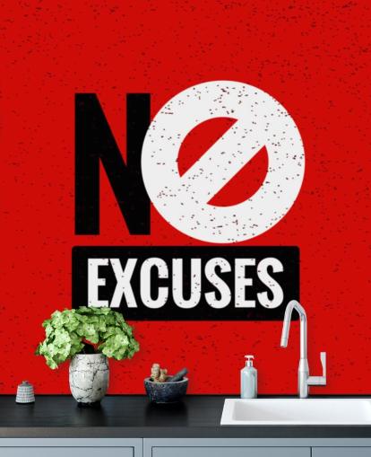 rood, zwart en wit geen excuses gym behang