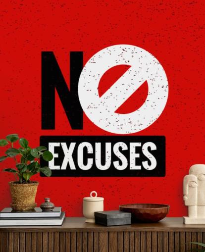 rood, zwart en wit geen excuses gym behang