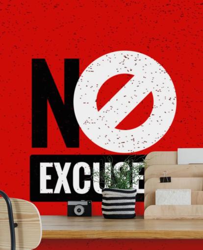 rood, zwart en wit geen excuses gym behang