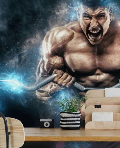 puissant bodybuilder homme poids de levage papier peint