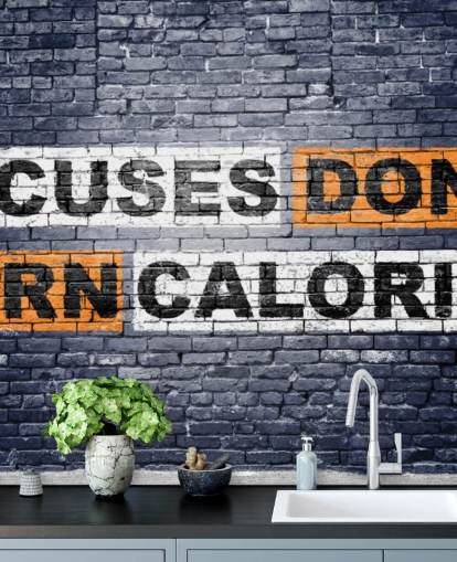 Fitness-Tapeten-Wandbild im Graffiti-Stil mit dem Titel No More Excuses Graffiti für Fitnessstudios und Fitnessstudios zu Hause