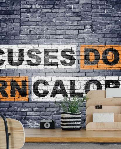 graffiti-stijl gymbehang muurschildering genaamd No More Excuses Graffiti voor sportscholen en thuissportscholen graffiti-stijl gymbehang muurschildering genaamd No More Excuses Graffiti voor sportscholen en thuissportscholen