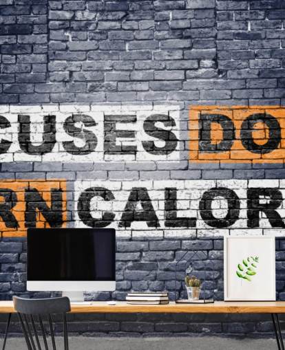 graffiti-stijl gymbehang muurschildering genaamd No More Excuses Graffiti voor sportscholen en thuissportscholen