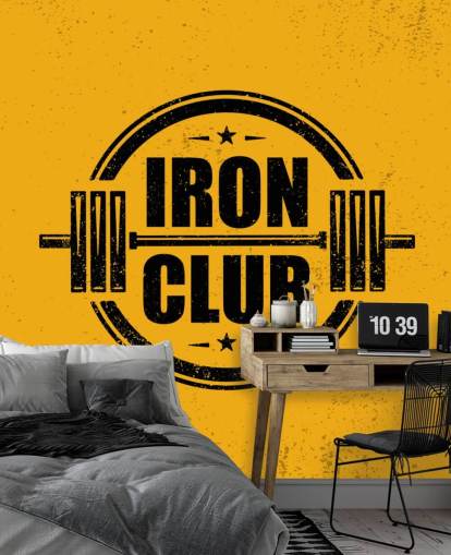 yellow toned wallpaper with iron club writing on it wallpaper yellow toned wallpaper with iron club writing on it wallpaper